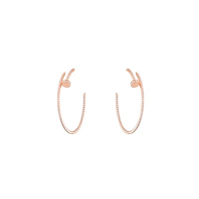 CARTIER JUSTE UN CLOU HOOP EARRINGS LARGE MODEL PAVED N8515009